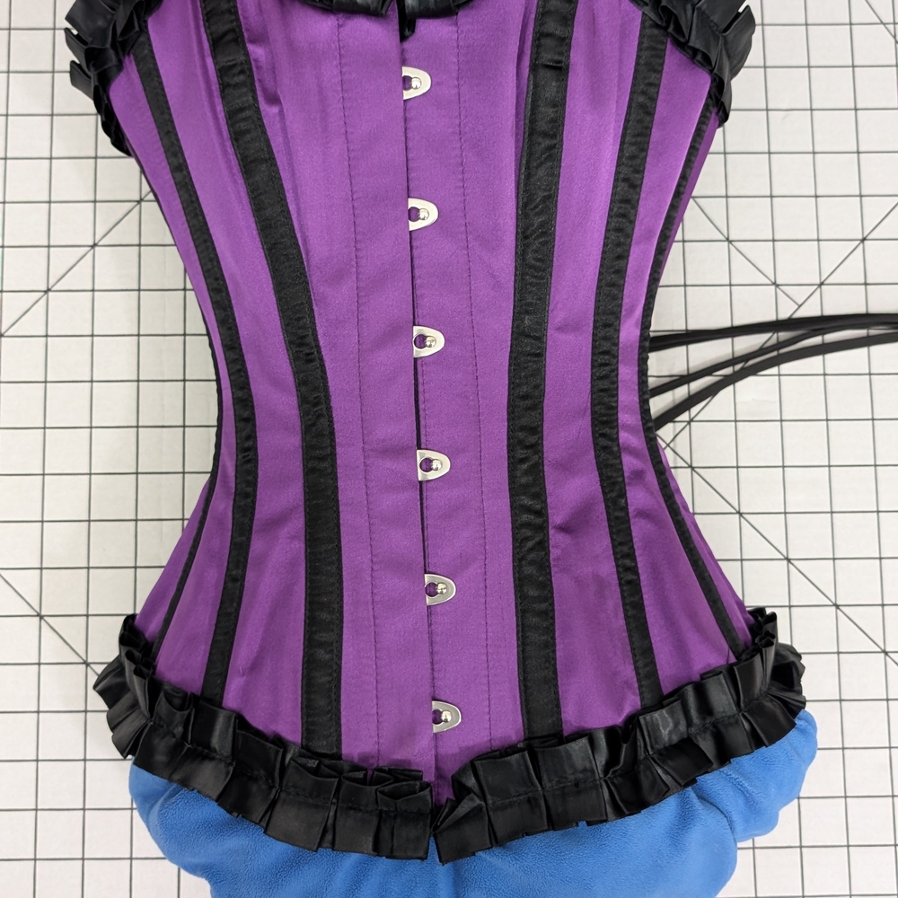 Purple and Black Satin Steel Boned Overbust Corset